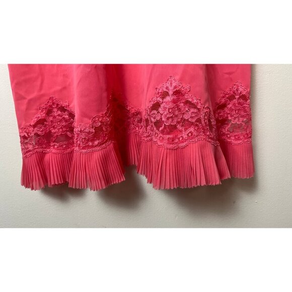 VINTAGE 60'S VANITY FAIR PLEATED HEM SLIP DRESS PUNK M - Picture 4 of 10